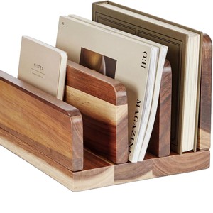Wooden Desktop <b>Organizer</b> <b>File</b> Holder Bookend For Books Office Storage Stand Rectangle Shape Standing Type M44 - Product Image 1