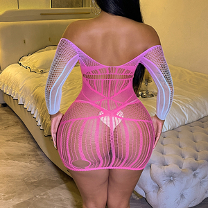 Dames Zomermode Nieuwe Gradiënt Mesh Jurk Sexy Ondergoed Met Holle Lichtregeling Bodysuits Gemaakt Nylon W845 - Product Image 6