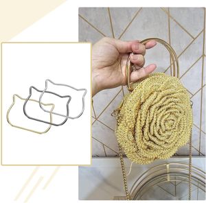 Uxcell Pcs Metal Purse Handle <b>Cat</b> Head Handbag <b>Ring</b> Buckle Bag Handle Replacement For DIY Handmade Woven Bag Luggage Hardware Ac - Product Image 4