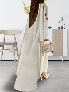 Robe abaya modeste et modeste pour femmes avec décor de nœud Manches évasées Coupe ample Taille unique Polyester Inspiré par le Moyen-Orient Robe de Dubaï - Product Image 3
