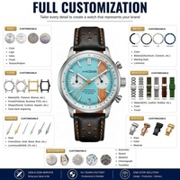 OEM Marken-Chronograph Automatikuhr Orange Echtleder Edelstahlgehäuse Uhren für Herren Luxus mit individuellem Logo