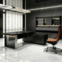 KMJ Luxury Bureau de direction de luxe en forme de L, robuste, mobilier de bureau