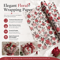 Papier d'emballage pour fleurs, série solide Blooming Flowers, imprimé à l'encre sur film OPP, imperméable, pour arrangements floraux