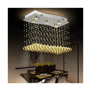 Dikdörtgen asılı kristal gece lambası altın temizle renk Modern Capiz gömme montaj avize