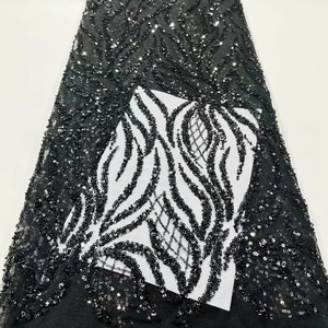 Tela de Encaje con Lentejuelas Bordadas con Cuentas de Industria Pesada, Vestidos de Noche Clásicos y Sensuales para Bodas, Material de Poliéster - Product Image 2