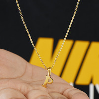 Collar de acero inoxidable chapado en oro para niños, cadena con colgante de 26 letras, 18k