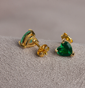 Pendientes de Esmeralda Natural de 5MM con Corte Esmeralda, Oro Amarillo de 14K, Chapados en Oro, Regalo de Boda Vintage - Product Image 4