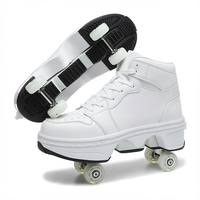 Patins à roulettes et baskets 2-en-1 rétractables avec 4 roues en PU, légères et durables, chaussures de sport d'extérieur pour filles et garçons