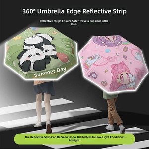Parapluie pliant à coins arrondis D5894, anti-UV, compact, durable, ouverture/fermeture automatiques, léger, parapluie de dessin animé pour enfants - Product Image 4