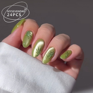 ปลายเล็บตาแมวสีเขียวแบบสวมใส่ได้ในยุโรปและอเมริกาถอดออกได้เล็บปลอมข้ามพรมแดนออกได้ - Product Image 1