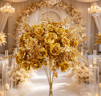 Boule de fleurs artificielles hautement réalistes en or, rose et lotus, pour décoration florale d'allée de mariage, Nouvel An et décoration de table de fête