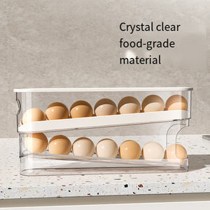 Caja de huevos deslizante para el hogar, utensilios de cocina, <span class=keywords><strong>rodillo</strong></span> de huevos automático para puerta lateral del refrigerador, caja de almacenamiento de huevos anticaída - Product Image 5