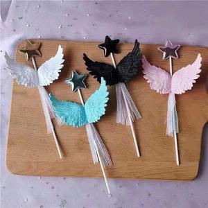 Internet celebrità acrilico <span class=keywords><strong>angelo</strong></span> ala torta decorazione <span class=keywords><strong>buon</strong></span> <span class=keywords><strong>compleanno</strong></span> carta da forno bandiera in ornamento decorazioni per feste in magazzino - Product Image 5
