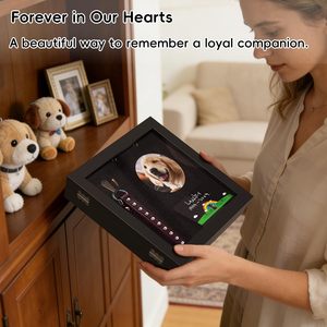 Pet <b>Storage</b> <b>Box</b> With Transparent Lid Lockable Flip Top Black Rectangle Durable Souvenir <b>Box</b> For Collar <b>Photo</b> Toy Fur Collection - Product Image 3