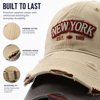 Casquette de baseball rétro déchirée en coton lavé, broderie 3D, style papa, pour les voyages en extérieur, la décoration quotidienne et la protection solaire
