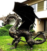 Sculptures en métal dragon occidental sculpture en acier inoxydable ptérosaure