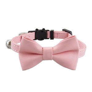 Elegant Solid PU Cat Collars with Bowknot and <b>Bell</b> Adjustable Buckle Design for Small Cats All Seasons Fashion Style - Product Image 6