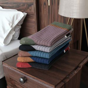 Homens de alta qualidade personalizado penteado algodão meias respirável formal negócio meias logotipo MOQ 10 pares cor pura para a estação do outono - Product Image 5