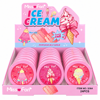 Fard à joues compact imprimé crème glacée dessin animé mignon, cosmétique naturel pour les joues