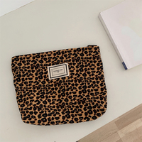 Tas Makeup motif macan tutul, dompet kosmetik perawatan kulit model baru tas penyimpan sederhana kanvas portabel