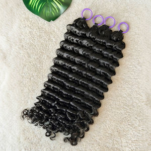 Nouvelles extensions de cheveux humains au crochet effet plume, 100% cheveux humains vierges Deep Wave, 8-34 pouces, extensions tressées Jerry Curly - Product Image 3