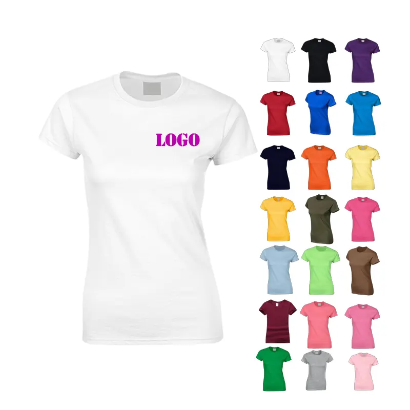 summer fashion high quality Custom Print Logo O-Neck Breathable Blank Short Sleeve women's t-shirts cotton women tshirt