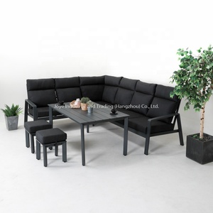 Leisure Eco-friendly Aluminum <b>Corner</b> Rectangular <b>Dining</b> <b>Table</b> Set for Hotel Park Use Outdoor L-Shaped Garden Lounger - Product Image 2