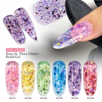 Fournitures pour ongles Gel de construction pailleté Vernis à ongles Série Flora Gel d'extension professionnel pour ongles avec paillettes scintillantes