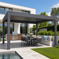 Pergola bioclimatique de jardin à toit ouvrant avec brise-soleil en aluminium, arche et prieuré extérieurs