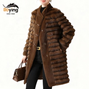 Garçon femmes nouveau hiver écologique tissé fausse fourrure <span class=keywords><strong>manteau</strong></span>-mi-long bouton avant uni teint épais veste fausse fourrure <span class=keywords><strong>manteau</strong></span> - Product Image 1