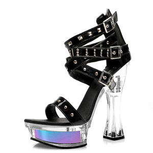 Sandales de danseuse exotique unisexe grande taille pour femme, style romain, <span class=keywords><strong>à</strong></span> brides <span class=keywords><strong>spaghetti</strong></span>, transparentes, imperméables, <span class=keywords><strong>à</strong></span> plateforme - Product Image 5