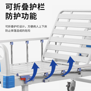 Cama de enfermería manual Lohas de acero inoxidable con manivela simple para pacientes, ancianos y discapacitados, para uso en dormitorio. - Product Image 1