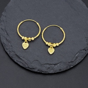 Boucles d'oreilles créoles épaisses JXX pour femme, nouveau bijou élégant en laiton plaqué or avec motif clochette en forme de cœur, tendance pour mariage ou cadeau - Product Image 5