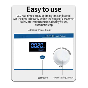 เครื่องเขย่าสารละลายแบบหมุนของห้องปฏิบัติการ Veidt Lab พร้อมเครื่องผสมแบบลูกกลิ้งสำหรับเลือด ความเร็ว 5~200 รอบต่อนาที และหน้าจอ LCD ตั้งเวลาได้ 1-999 นาที ทำจากวัสดุ ABS - Product Image 4