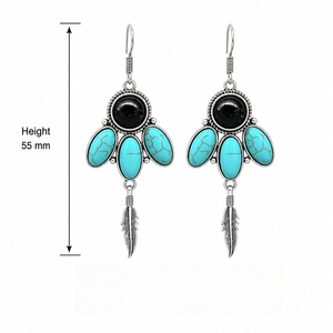 Orecchini Vintage Bohémien con Frange di Piume e Turchese, Regali per Feste Femminili - Product Image 5