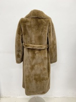 Manteau long élégant Zeyu pour femme en fausse fourrure camel, col à revers, ceinture à la taille, veste d'hiver de luxe, manteaux en fausse fourrure écologiques pour femme ODM