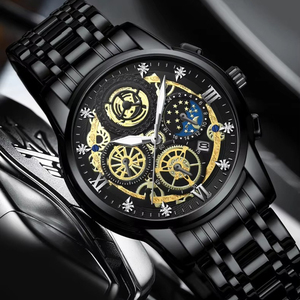 Montre décontractée pour homme BINBOND, en acier inoxydable, simple, 20 mm, populaire, lumineuse, étanche 3 ATM, avec date, mouvement à quartz - Product Image 6