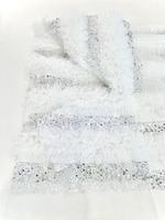 Tissu en dentelle à succès, blanc, avec des paillettes colorées, broderie de luxe, perles de paillettes, matériaux pour robe de mariée