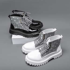 Botas de Cuero para Hombre, Estilo Británico, con Plataforma, Superficie Brillante, Modernas, Casuales y Cortas - Product Image 2