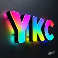 Enseigne lumineuse LED 3D en acrylique RGB personnalisée, lettres alphabétiques néon illuminées, à fixer au mur pour boutique, bar, entrée de centre commercial