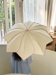 Parapluie personnalisé OEM avec logo, manche long en cuir à pétales de fleurs, bord festonné, protection UV, soleil et pluie, pour femme, cadeau - Product Image 2