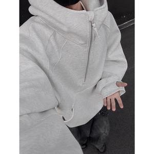 Suéter de Lana Grueso de Estilo Americano, Moderno, con Media Cremallera, Holgado, Versátil, para Invierno - Product Image 2