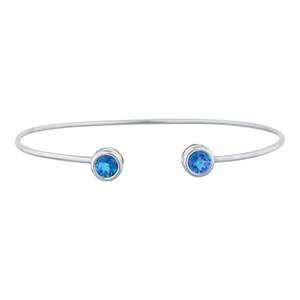 14Kt Gold Blue Mystic Topaz Round Bezel Setting Luxury Women's <b>Bangle</b> <b>Bracelet</b> - Product Image 4