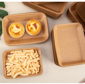 Custom Serving Biodegradable <b>Bamboo</b> Wooden <b>Disposable</b> Kraft Paper Snack Dry Fruit Food Sushi <b>Plates</b> Dishes Trays Set - Product Image 2