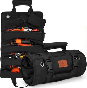 Muestra gratuita: Bolsa organizadora de herramientas enrollable de alta resistencia con cuatro compartimentos, esencial para electricistas y como regalo del Día del Padre - Product Image 1
