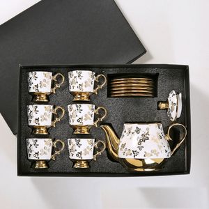 Ensemble de café et de thé en céramique écologique classique doré arabe avec tasses en porcelaine, soucoupe, théière 110 ml, boîte cadeau 13 pièces - Product Image 6