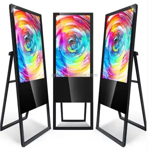 43 49 Inch Beweegbare Lcd Reclame Touch Screen Media 4K Poster Draagbare Digitale Signage Display Digitale Totem