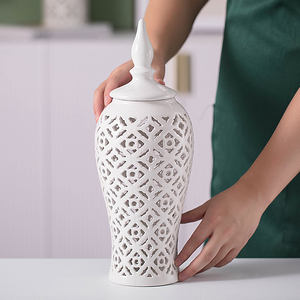 थोक ओएम ओडम घर सजावट सफेद बड़े लंबे पियरयुक्त खोखले खोखले को शादी के लिए अदरक जार के बरतन मिट्टी के बरतन - Product Image 6