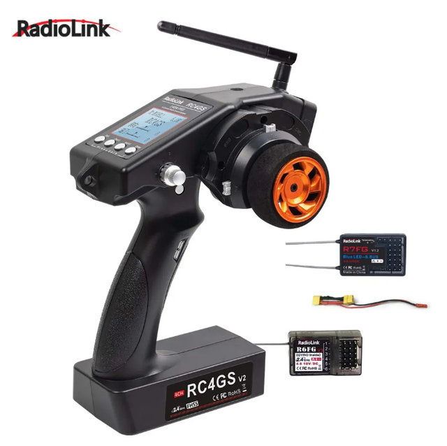 Radiolink RC4GS V2 4 Channel RC Transmitter and Receiver R6FG  R7FG with Gyro 400M Remote Controller for Car Boat Rock Crawler