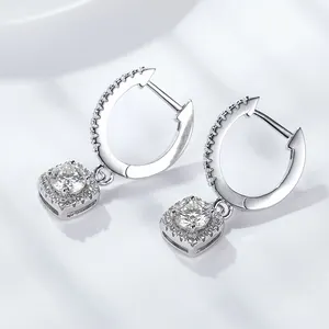 0.5CT DEF VVS Luxury Women Fine Gemstone Jewelry Silver 925 Sterling Gold Plated Earrings Drop Hoop Moissanite Earrings